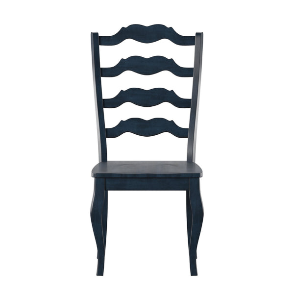 Lea Solid Rubberwood Ladder Back Dining Chairs French Country Style Set of Two