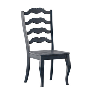 Lea Solid Rubberwood Ladder Back Dining Chairs French Country Style Set of Two