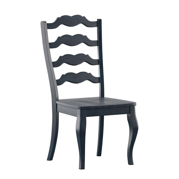 Lea Solid Rubberwood Ladder Back Dining Chairs French Country Style Set of Two