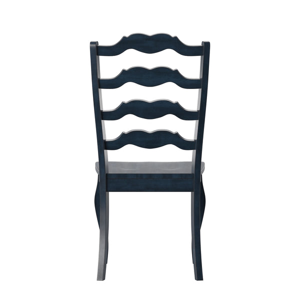Lea Solid Rubberwood Ladder Back Dining Chairs French Country Style Set of Two