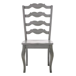 Lea Solid Rubberwood Ladder Back Dining Chairs French Country Style Set of Two