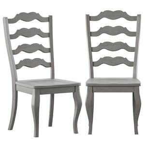 Lea Solid Rubberwood Ladder Back Dining Chairs French Country Style Set of Two