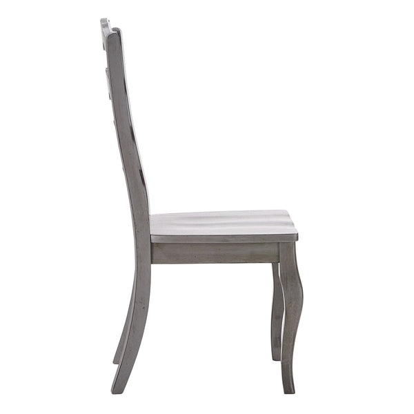 Lea Solid Rubberwood Ladder Back Dining Chairs French Country Style Set of Two