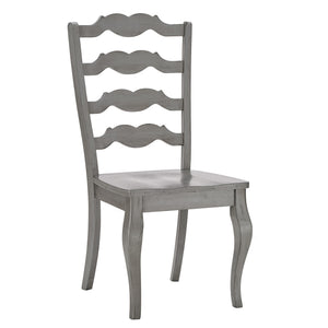 Lea Solid Rubberwood Ladder Back Dining Chairs French Country Style Set of Two
