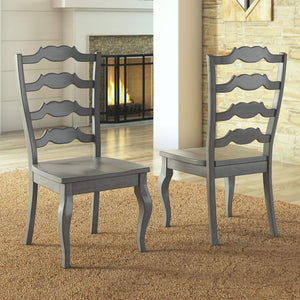 Lea Solid Rubberwood Ladder Back Dining Chairs French Country Style Set of Two