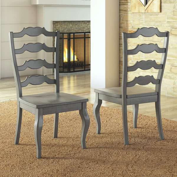 Lea Solid Rubberwood Ladder Back Dining Chairs French Country Style Set of Two
