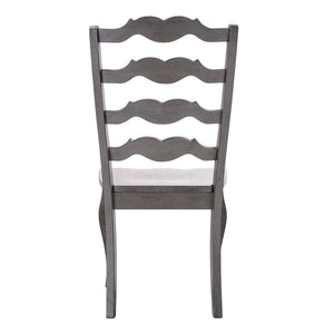 Lea Solid Rubberwood Ladder Back Dining Chairs French Country Style Set of Two