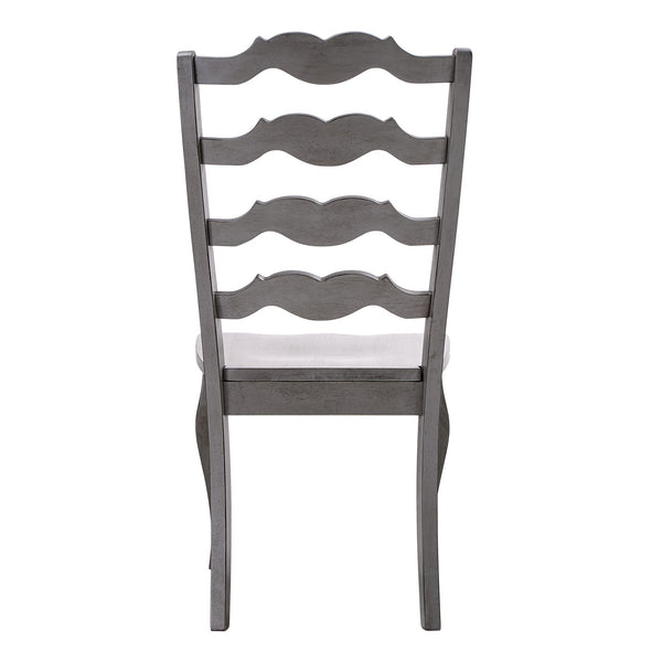 Lea Solid Rubberwood Ladder Back Dining Chairs French Country Style Set of Two