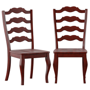 Lea Solid Rubberwood Ladder Back Dining Chairs French Country Style Set of Two
