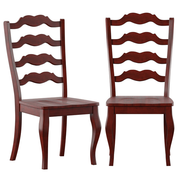 Lea Solid Rubberwood Ladder Back Dining Chairs French Country Style Set of Two