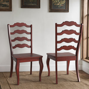 Lea Solid Rubberwood Ladder Back Dining Chairs French Country Style Set of Two