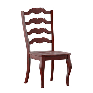 Lea Solid Rubberwood Ladder Back Dining Chairs French Country Style Set of Two