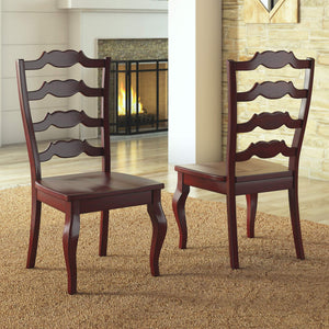 Lea Solid Rubberwood Ladder Back Dining Chairs French Country Style Set of Two