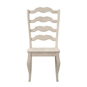 Homelegance Lea Solid Rubberwood Ladder Back Dining Chairs French Country Style Set of Two Antique White 530C1-WH(3A)