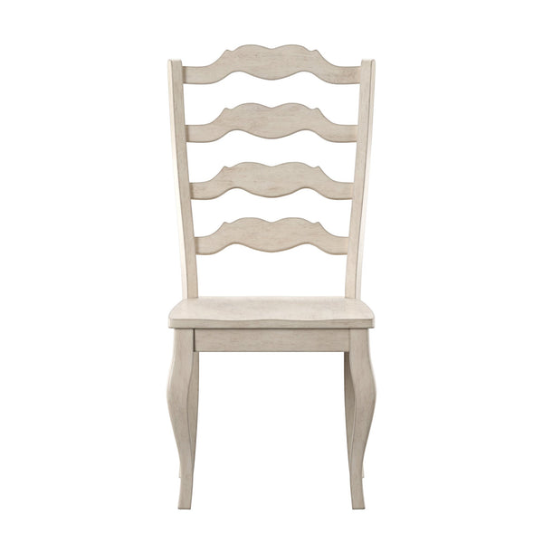 Homelegance Lea Solid Rubberwood Ladder Back Dining Chairs French Country Style Set of Two Antique White 530C1-WH(3A)
