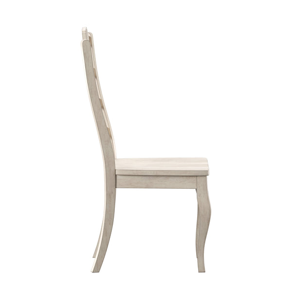 Lea Solid Rubberwood Ladder Back Dining Chairs French Country Style Set of Two