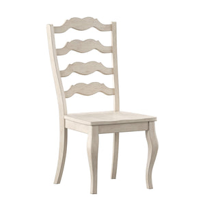 Lea Solid Rubberwood Ladder Back Dining Chairs French Country Style Set of Two