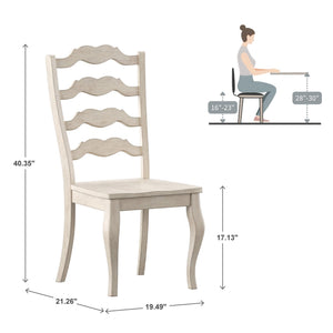 Lea Solid Rubberwood Ladder Back Dining Chairs French Country Style Set of Two