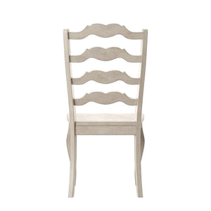 Lea Solid Rubberwood Ladder Back Dining Chairs French Country Style Set of Two