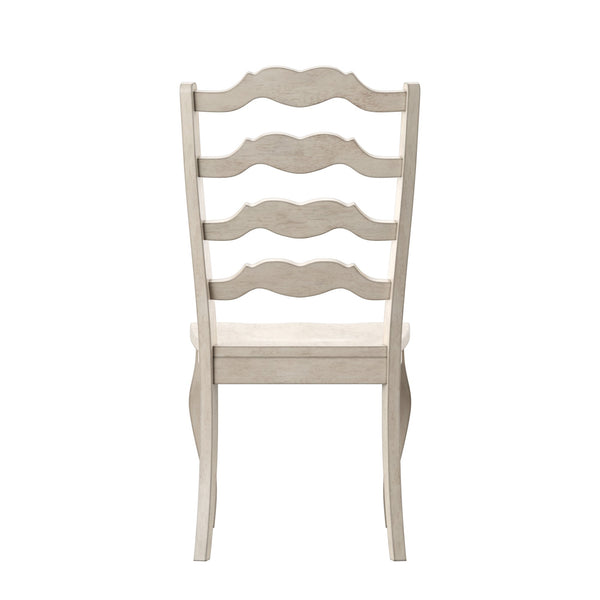 Lea Solid Rubberwood Ladder Back Dining Chairs French Country Style Set of Two
