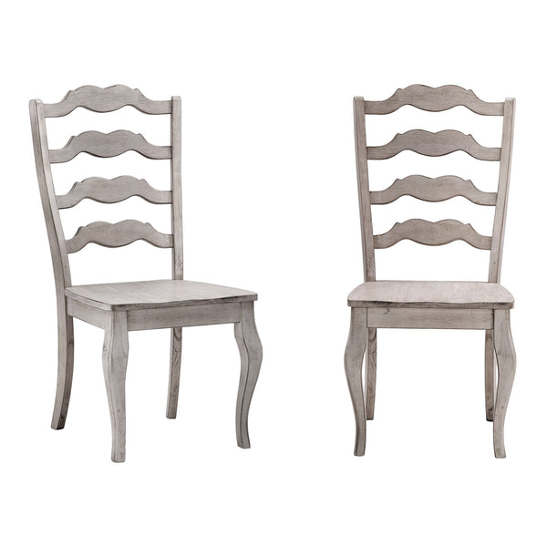 Lea Solid Rubberwood Ladder Back Dining Chairs French Country Style Set of Two