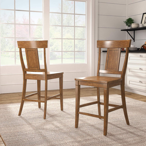 Lea Solid Rubberwood Panel Back Counter Stools Set of Two for Kitchen Islands