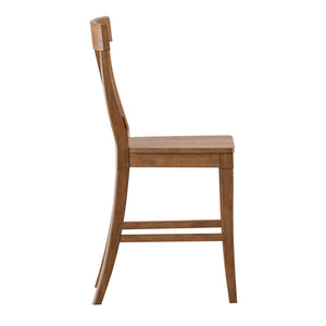 Lea Solid Rubberwood Panel Back Counter Stools Set of Two for Kitchen Islands
