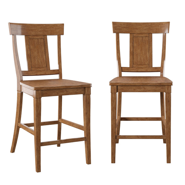 Lea Solid Rubberwood Panel Back Counter Stools Set of Two for Kitchen Islands