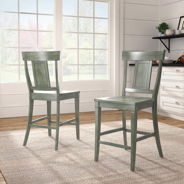 Lea Solid Rubberwood Panel Back Counter Stools Set of Two for Kitchen Islands