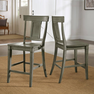 Lea Solid Rubberwood Panel Back Counter Stools Set of Two for Kitchen Islands