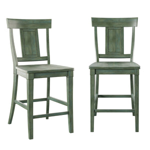 Lea Solid Rubberwood Panel Back Counter Stools Set of Two for Kitchen Islands