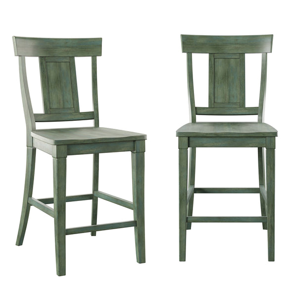 Lea Solid Rubberwood Panel Back Counter Stools Set of Two for Kitchen Islands