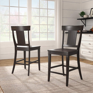Lea Solid Rubberwood Panel Back Counter Stools Set of Two for Kitchen Islands