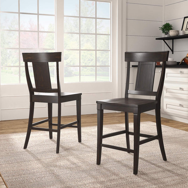 Lea Solid Rubberwood Panel Back Counter Stools Set of Two for Kitchen Islands