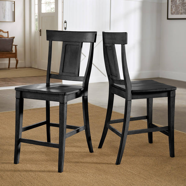 Lea Solid Rubberwood Panel Back Counter Stools Set of Two for Kitchen Islands
