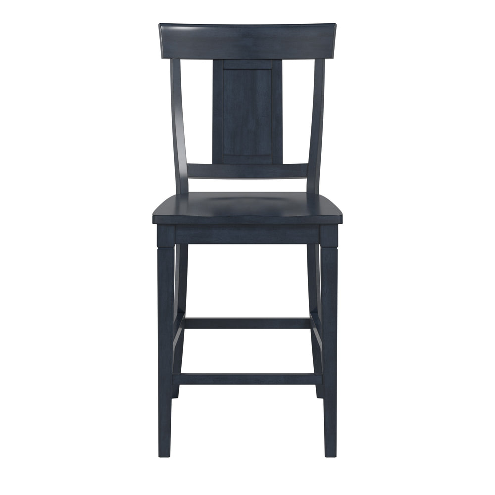 Homelegance Lea Solid Rubberwood Panel Back Counter Stools Set of Two for Kitchen Islands Denim Blue 530C2-24DN