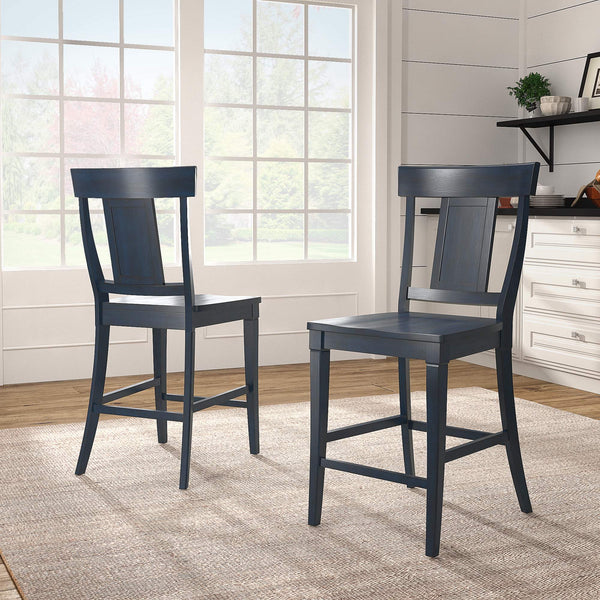 Lea Solid Rubberwood Panel Back Counter Stools Set of Two for Kitchen Islands