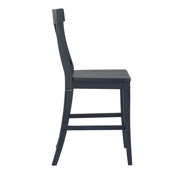 Lea Solid Rubberwood Panel Back Counter Stools Set of Two for Kitchen Islands