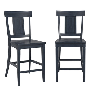 Lea Solid Rubberwood Panel Back Counter Stools Set of Two for Kitchen Islands