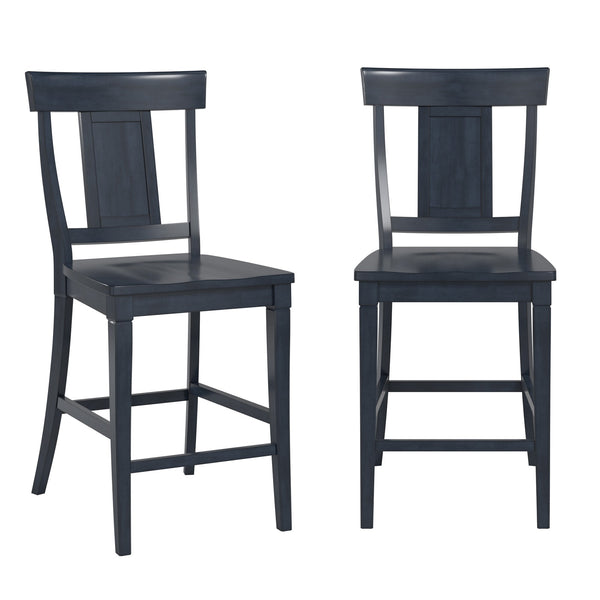 Lea Solid Rubberwood Panel Back Counter Stools Set of Two for Kitchen Islands