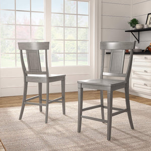 Lea Solid Rubberwood Panel Back Counter Stools Set of Two for Kitchen Islands