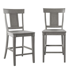 Lea Solid Rubberwood Panel Back Counter Stools Set of Two for Kitchen Islands