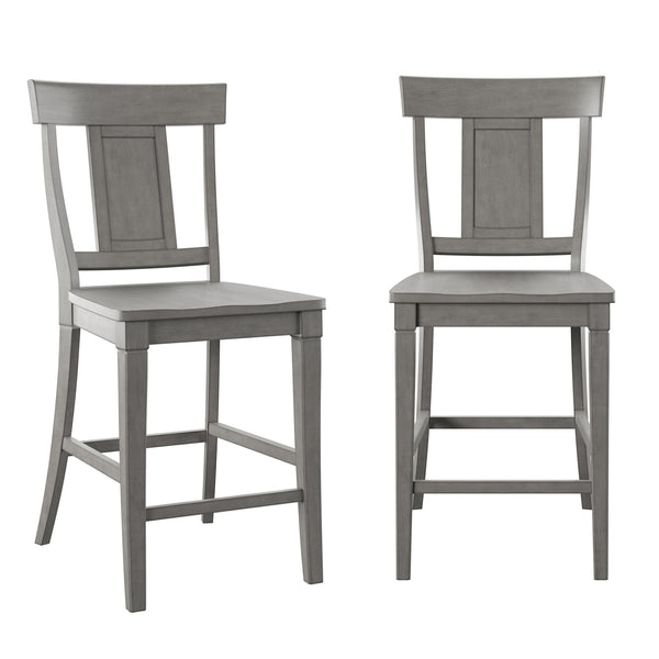Lea Solid Rubberwood Panel Back Counter Stools Set of Two for Kitchen Islands