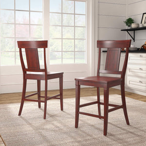 Lea Solid Rubberwood Panel Back Counter Stools Set of Two for Kitchen Islands