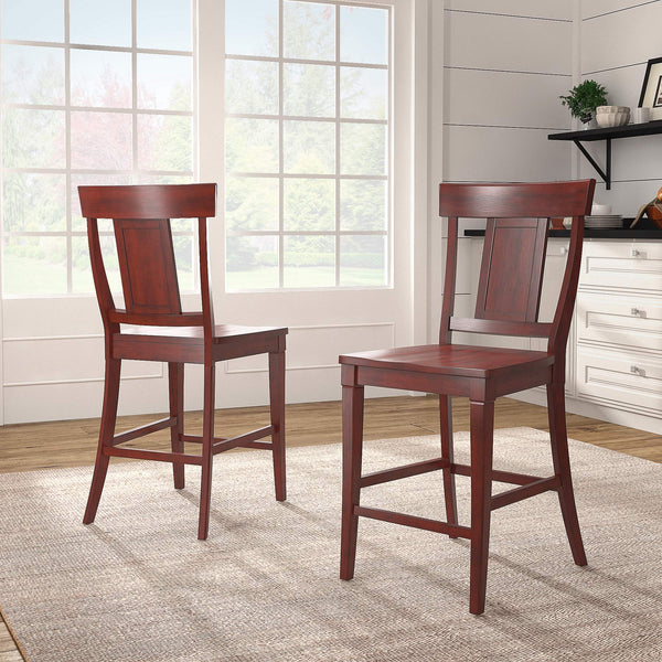 Lea Solid Rubberwood Panel Back Counter Stools Set of Two for Kitchen Islands
