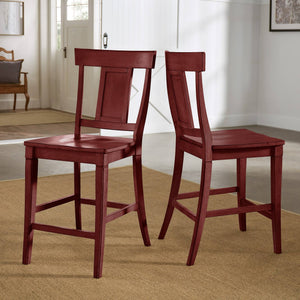 Lea Solid Rubberwood Panel Back Counter Stools Set of Two for Kitchen Islands