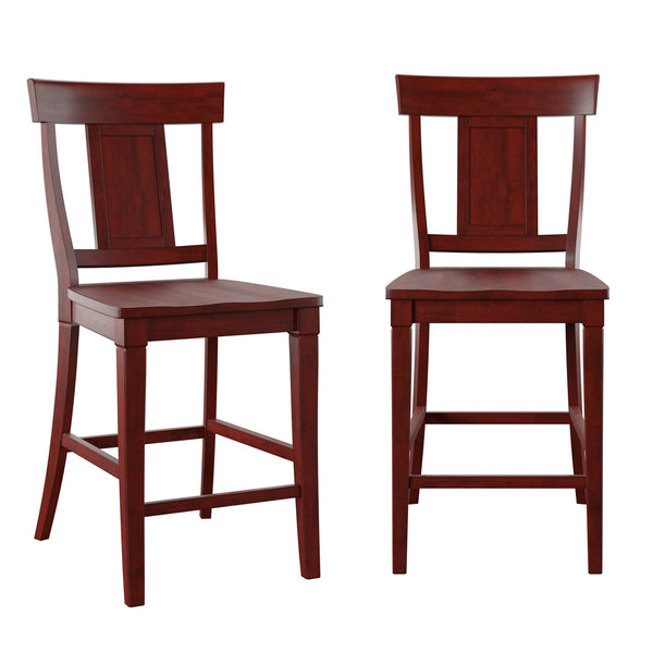 Lea Solid Rubberwood Panel Back Counter Stools Set of Two for Kitchen Islands