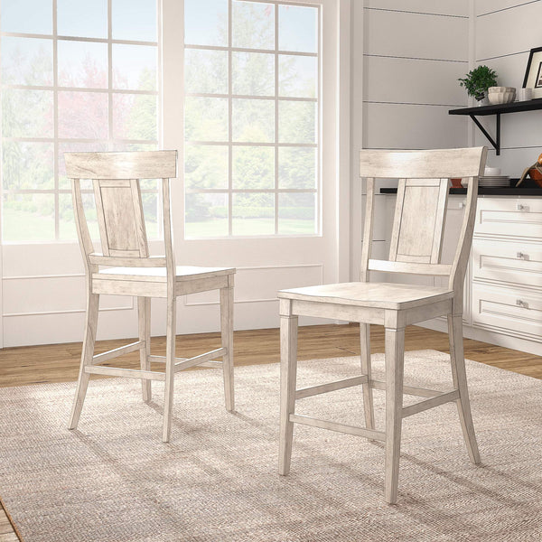 Lea Solid Rubberwood Panel Back Counter Stools Set of Two for Kitchen Islands