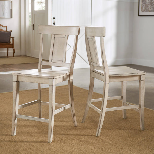 Lea Solid Rubberwood Panel Back Counter Stools Set of Two for Kitchen Islands
