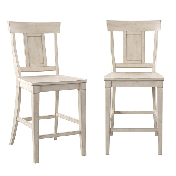 Lea Solid Rubberwood Panel Back Counter Stools Set of Two for Kitchen Islands